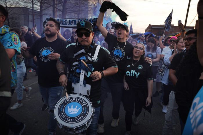 Supporters march toward Charlotte FC