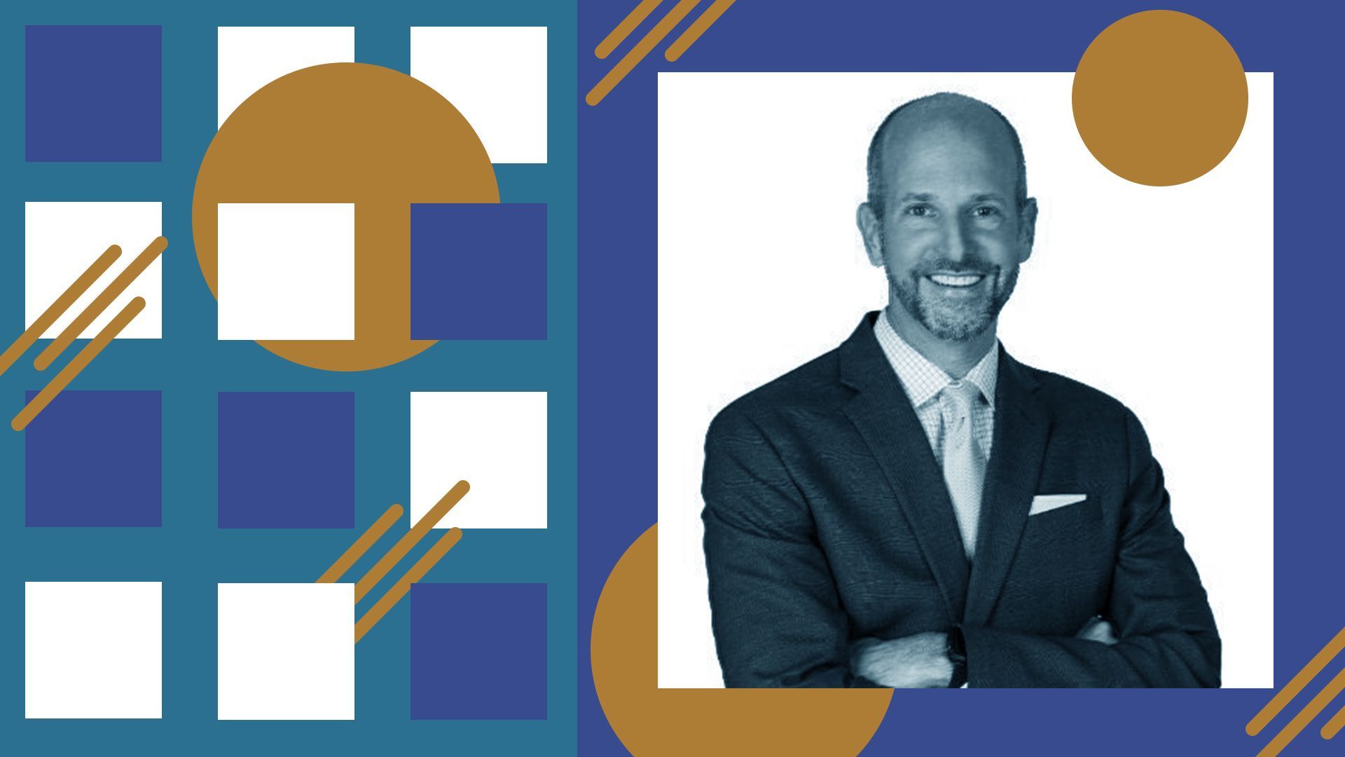 Photo illustration of Brad Panovich alongside abstract shapes representing apps and weather. 