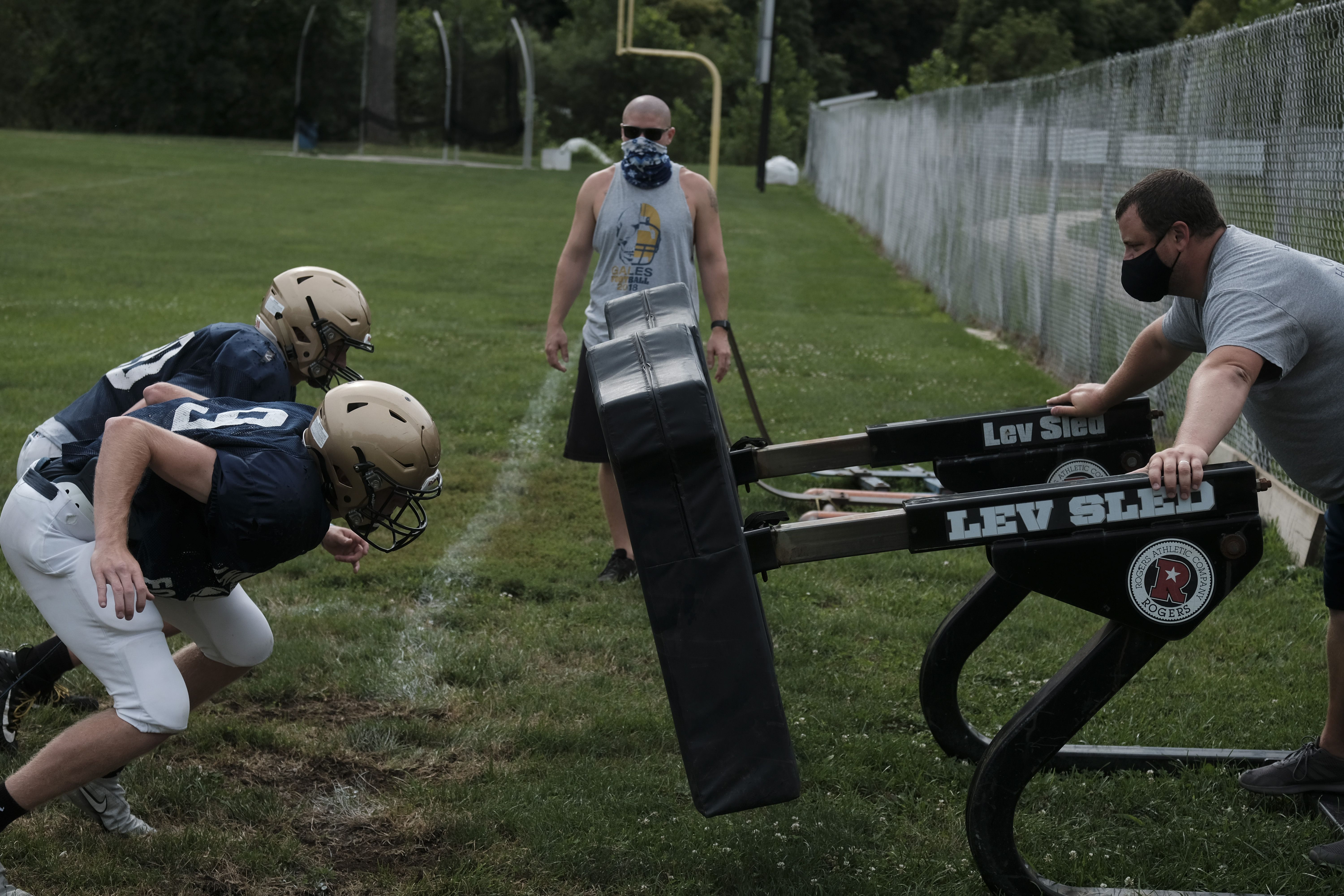 High school football practice