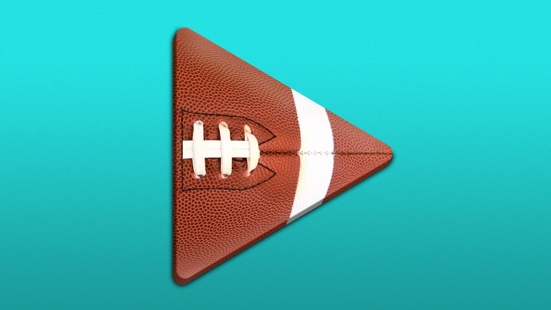Illustration of a football in the shape of a video play arrow