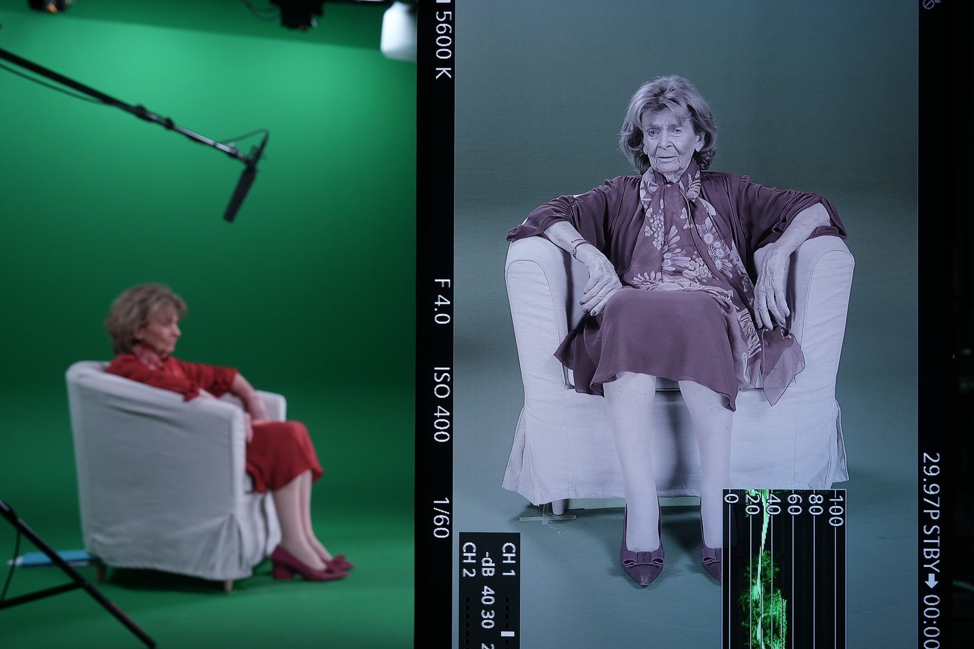 Behind the scene from "Inside Kristallnacht," a mixed reality project narrated by Charlotte Knobloch of Munich, Germany, who experienced Kristallnacht firsthand as a 6-year-old. 