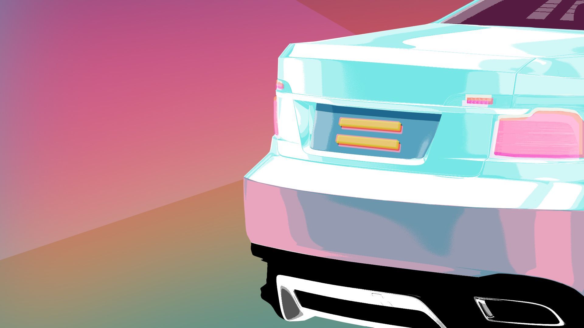 Illustration of a car with an equality symbol on the license plate