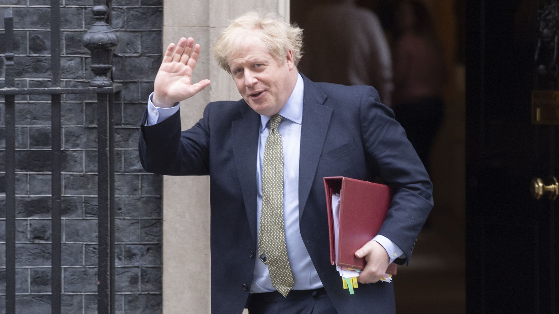 British Prime Minister Boris Johnson leaving Number 10 at Downing Street, London, in March