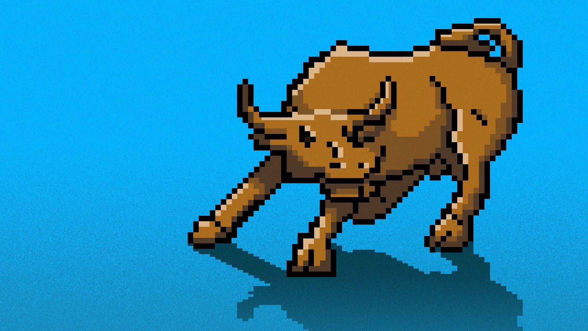 Illustration of the Wall Street Bull in a pixel art style.