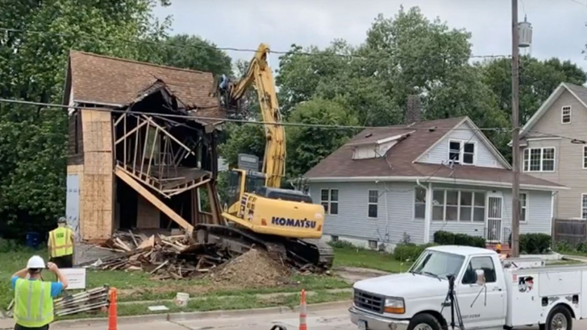 A photo of a home demolition.