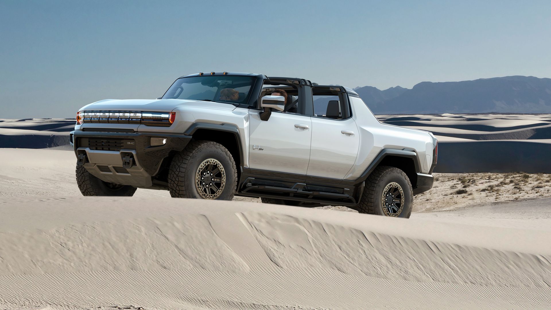 Image of GMC Hummer EV pickup truck in the desert