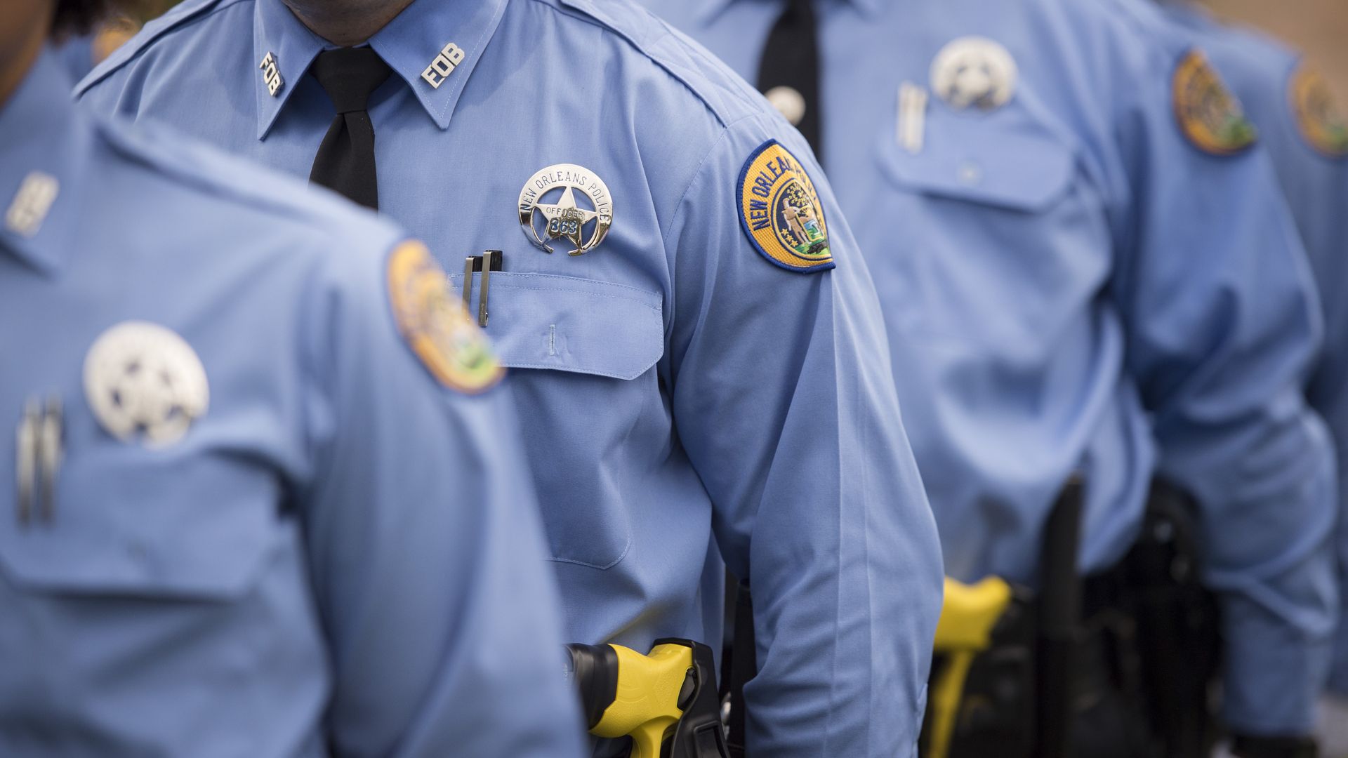 Photos shows New Orleans police officers lined up in uniform