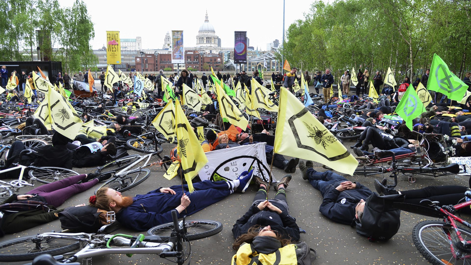 Extinction Rebellion protests April 27 in front of UK Parliament building. Photo: Claire Doherty/In Pictures via Getty Images