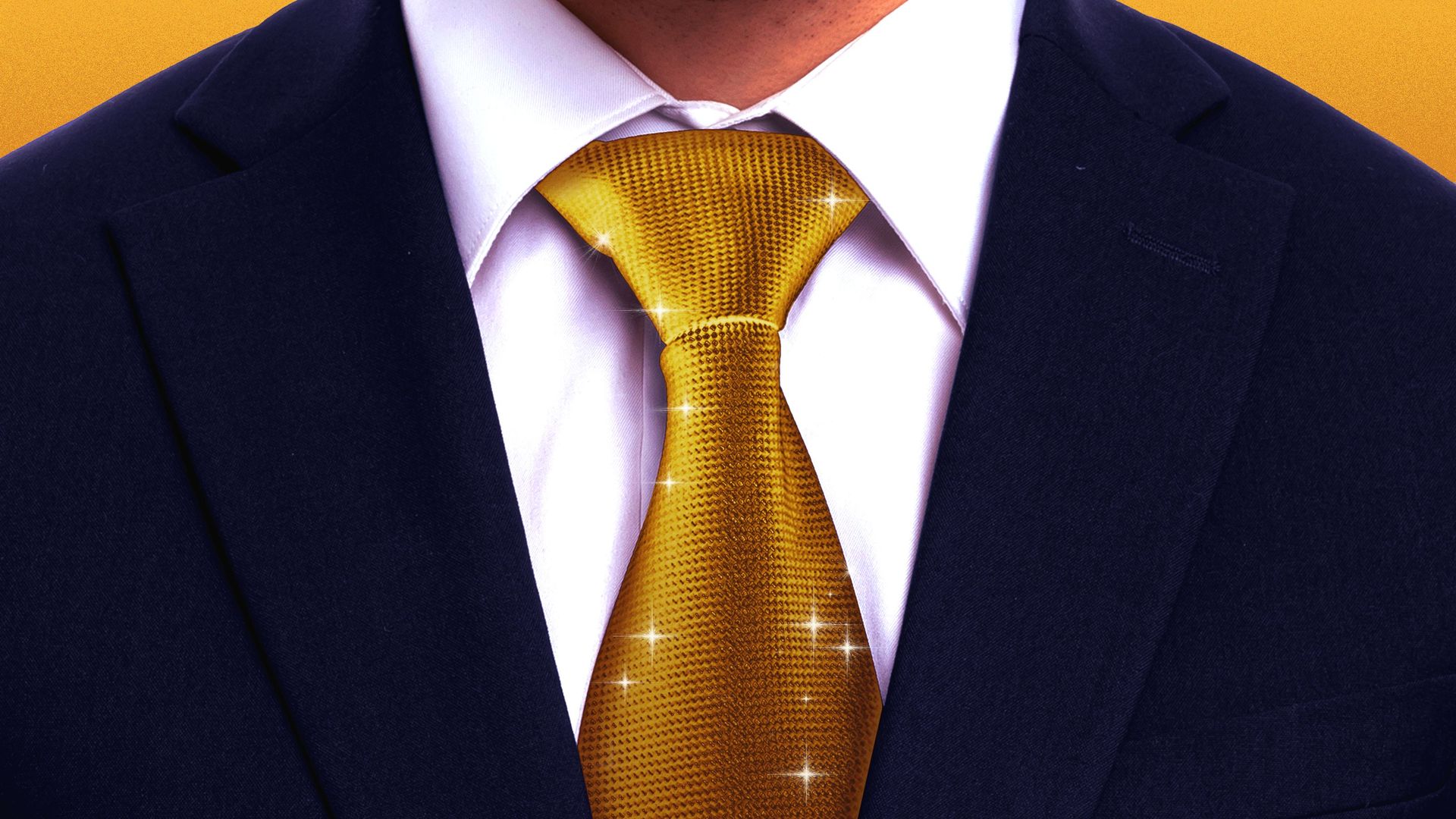 Illustration of a businessman wearing a gold tie.