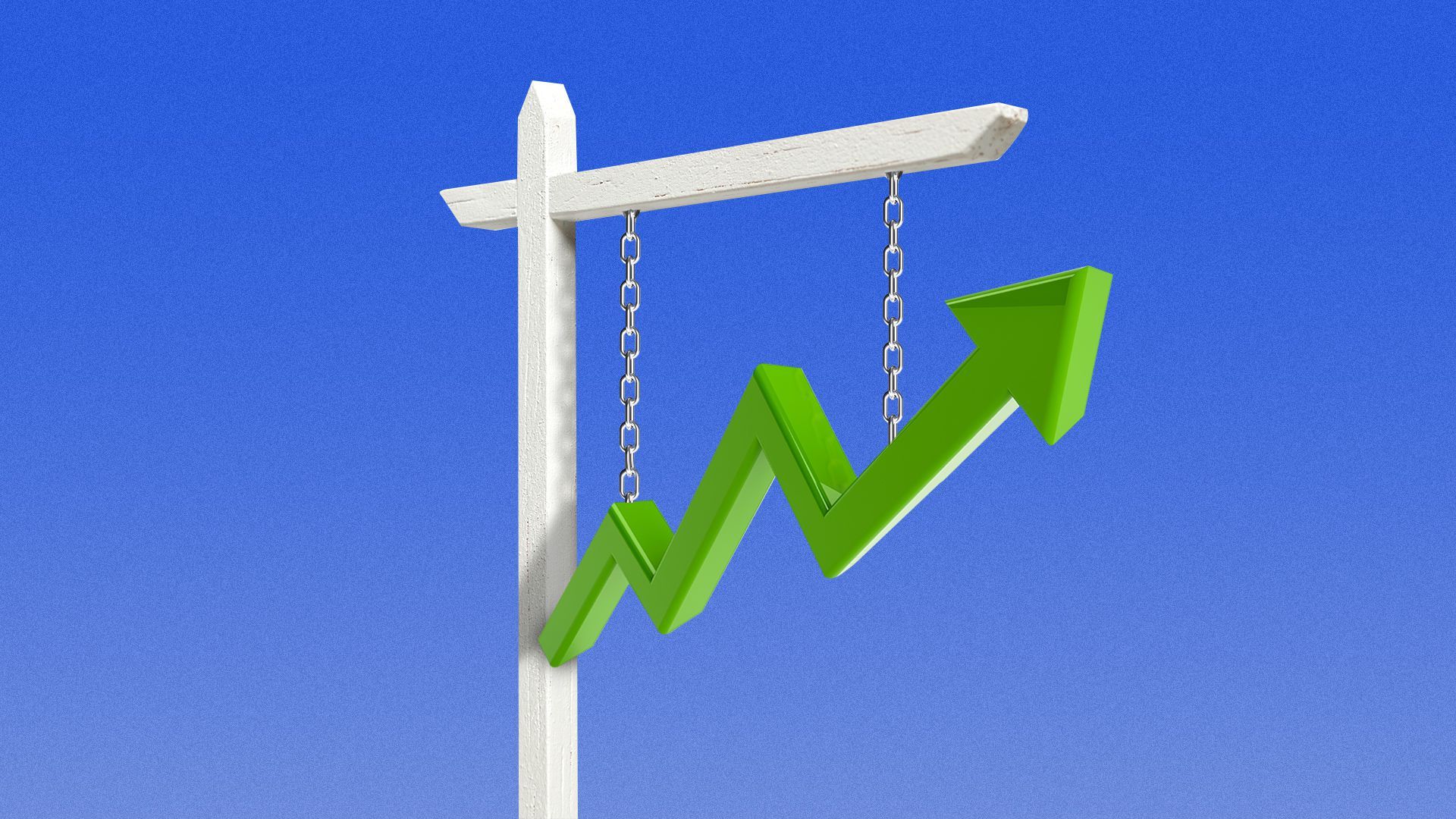 Illustration of a for sale sign with an upward trending line instead of the sign. 