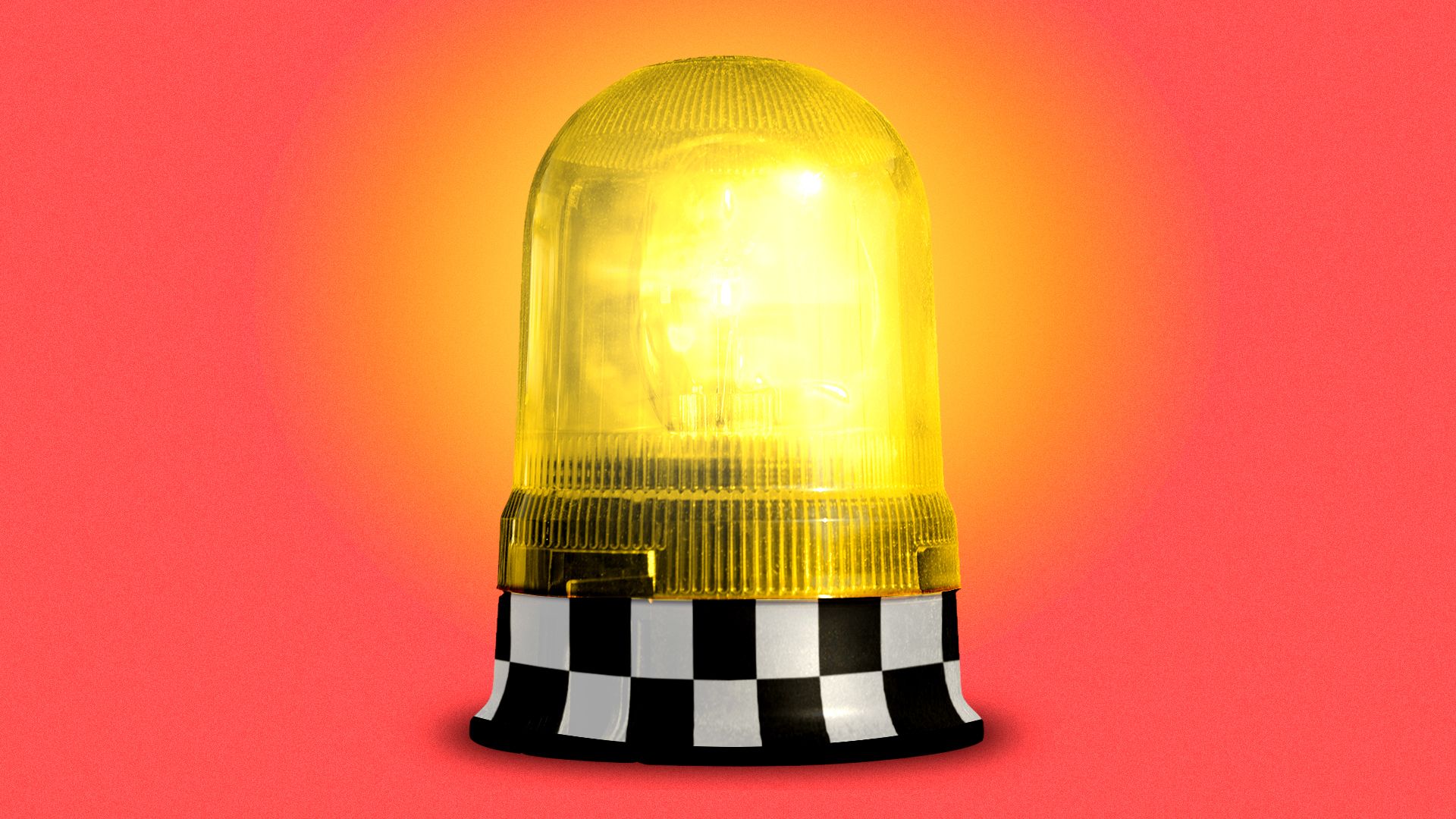 Illustration of an alarm siren light colored yellow with taxi cab checkers.
