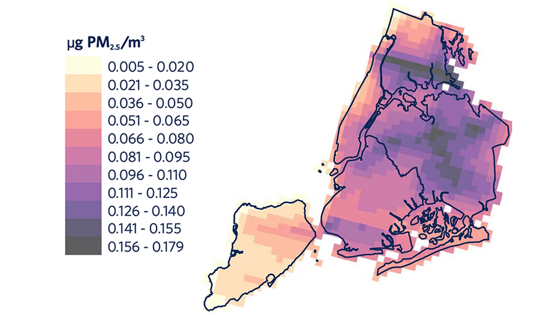 Map showing diesel emissions exposures in New York