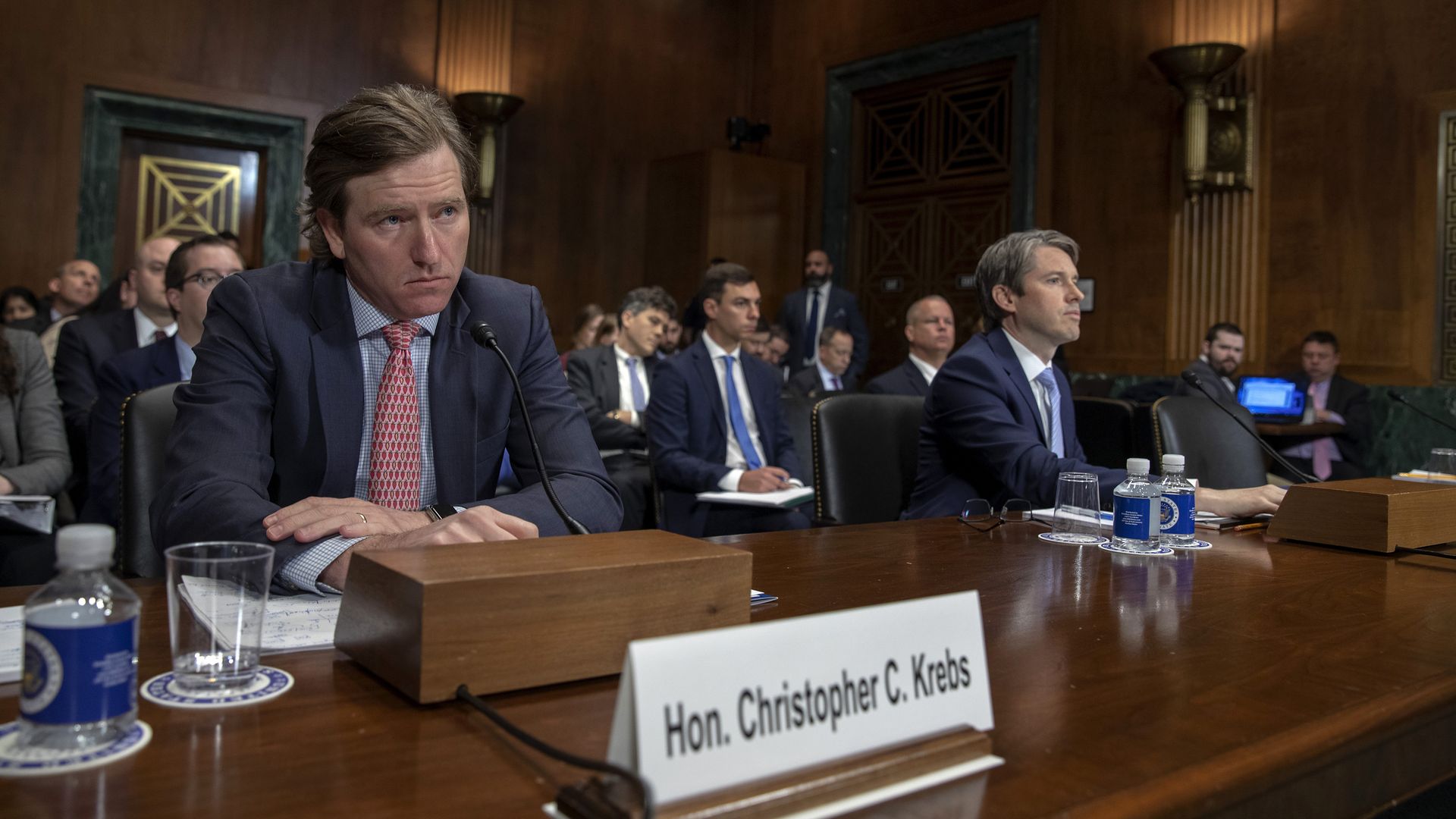Christopher C. Krebs, director of the Homeland Security Department's Cybersecurity and Infrastructure Security Agency speaks in a hearing