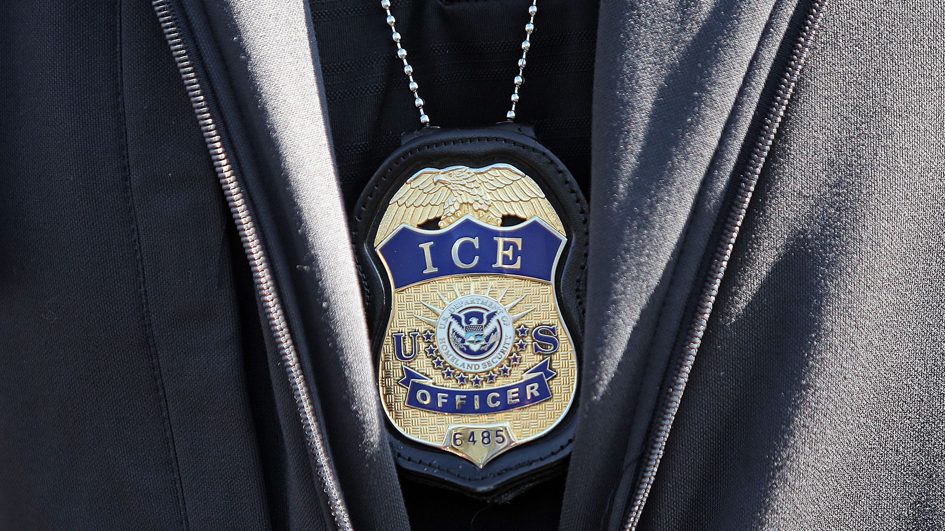 ICE agent badge on September 25, 2019 in Revere, Massachusetts.