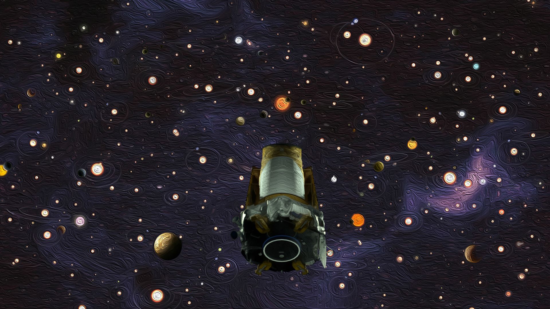 Illustration of Kepler telescope in space