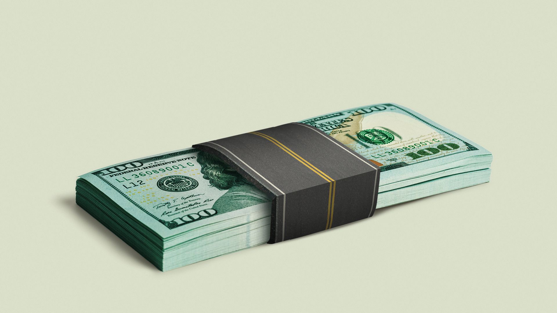 Illustration for a stack of hundred dollar bills with the stack paper stylized as a road. 