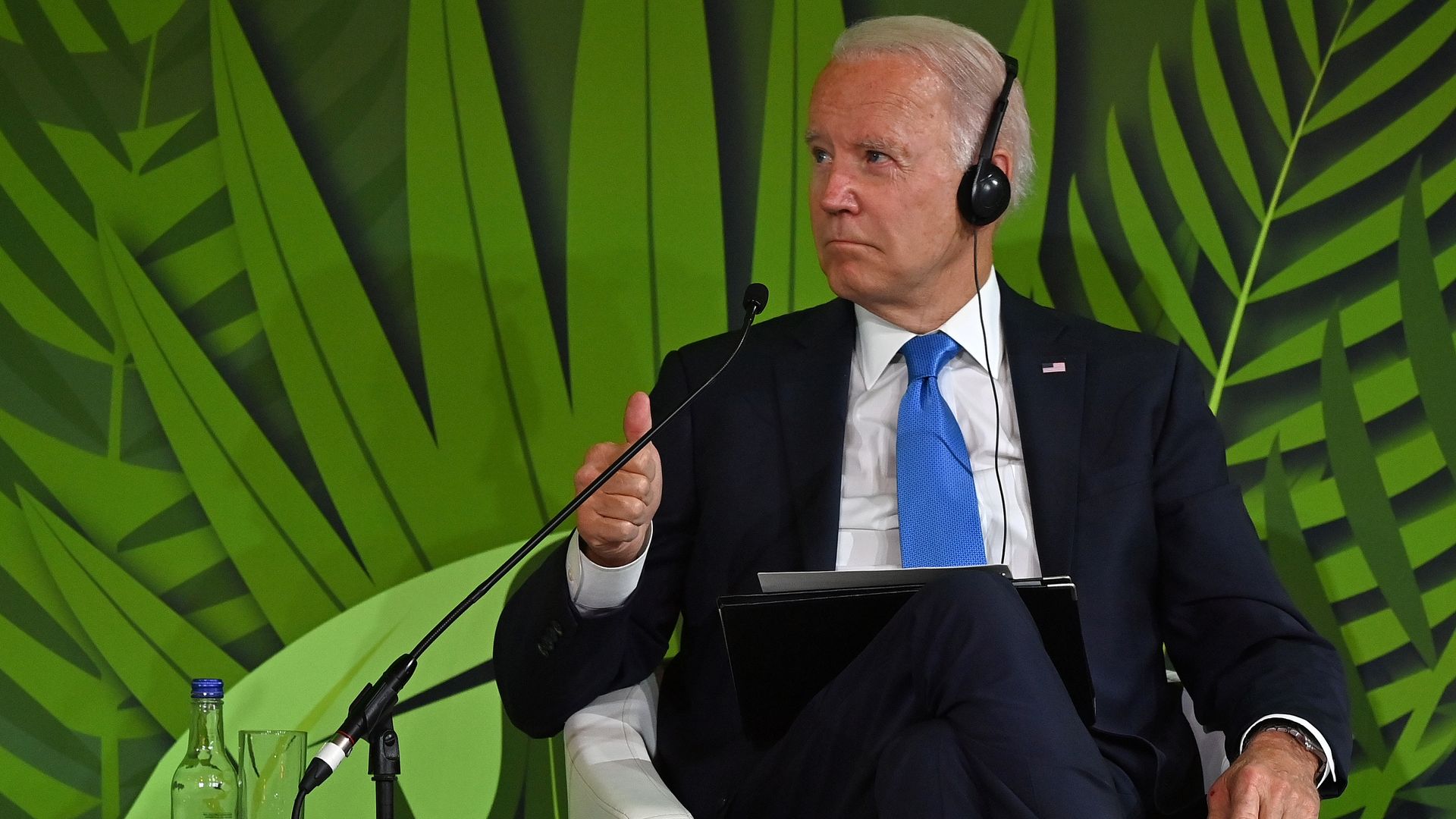 President Joe Biden reacts during an Action on Forests and Land Use event on day three of COP26 at SECC on November 2, 2021 in Glasgow, United Kingdom.