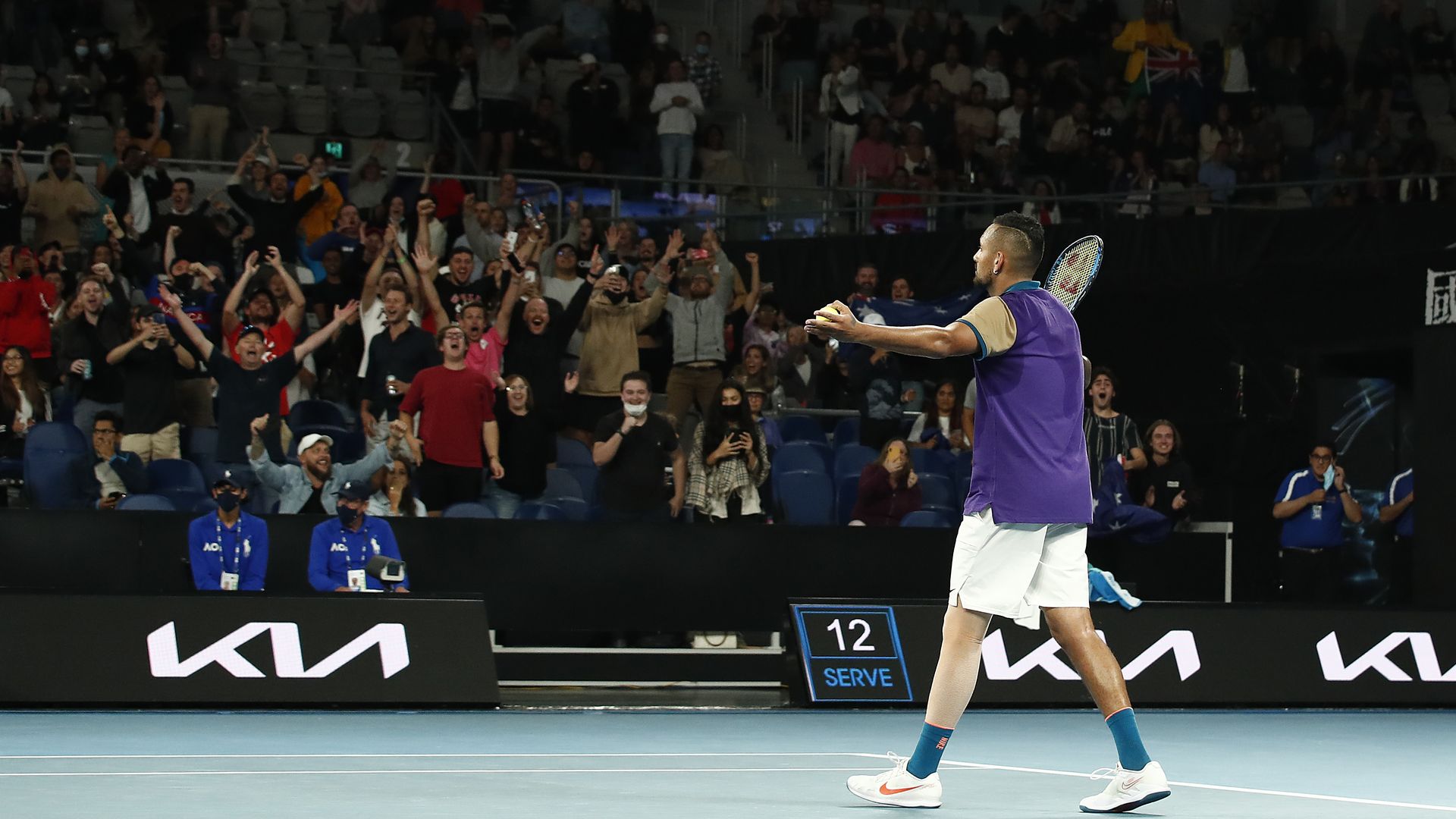 Nick Kyrgios celebrates with fans