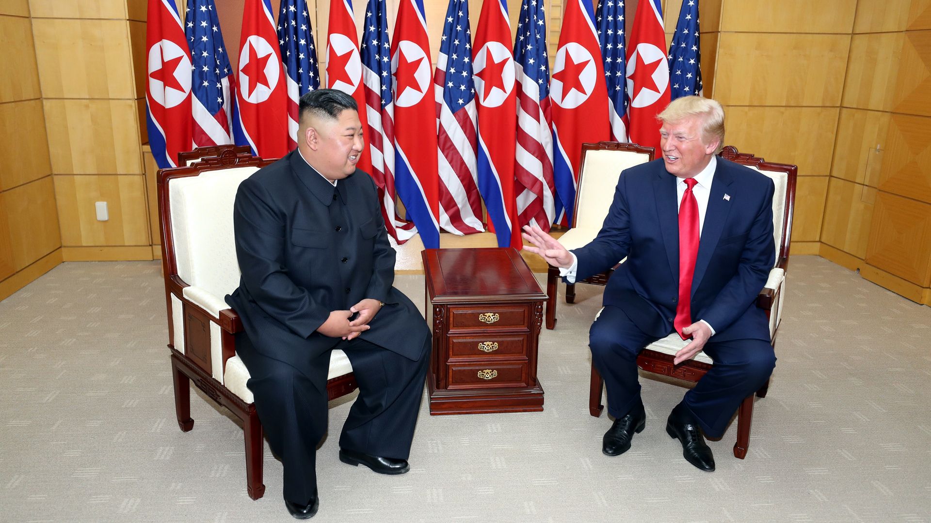 President Trump and North Korea's Kim Jung-un meeting in South Korea