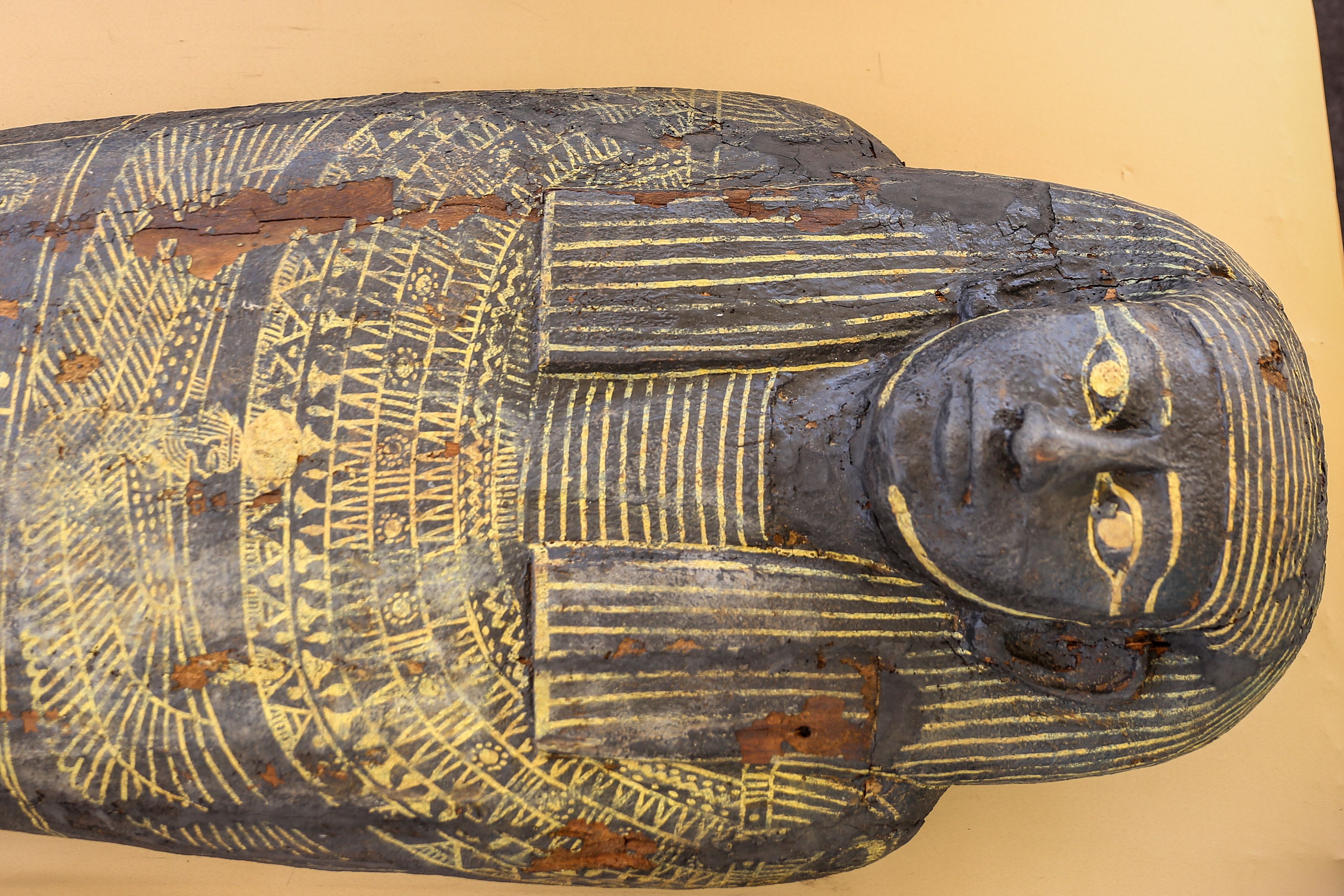 The discovery of mummy coffins dating back more than 2,500 years, which were revealed in the ancient Saqqara ring, during an official conference on May 30, 2022 Giza Egypt.