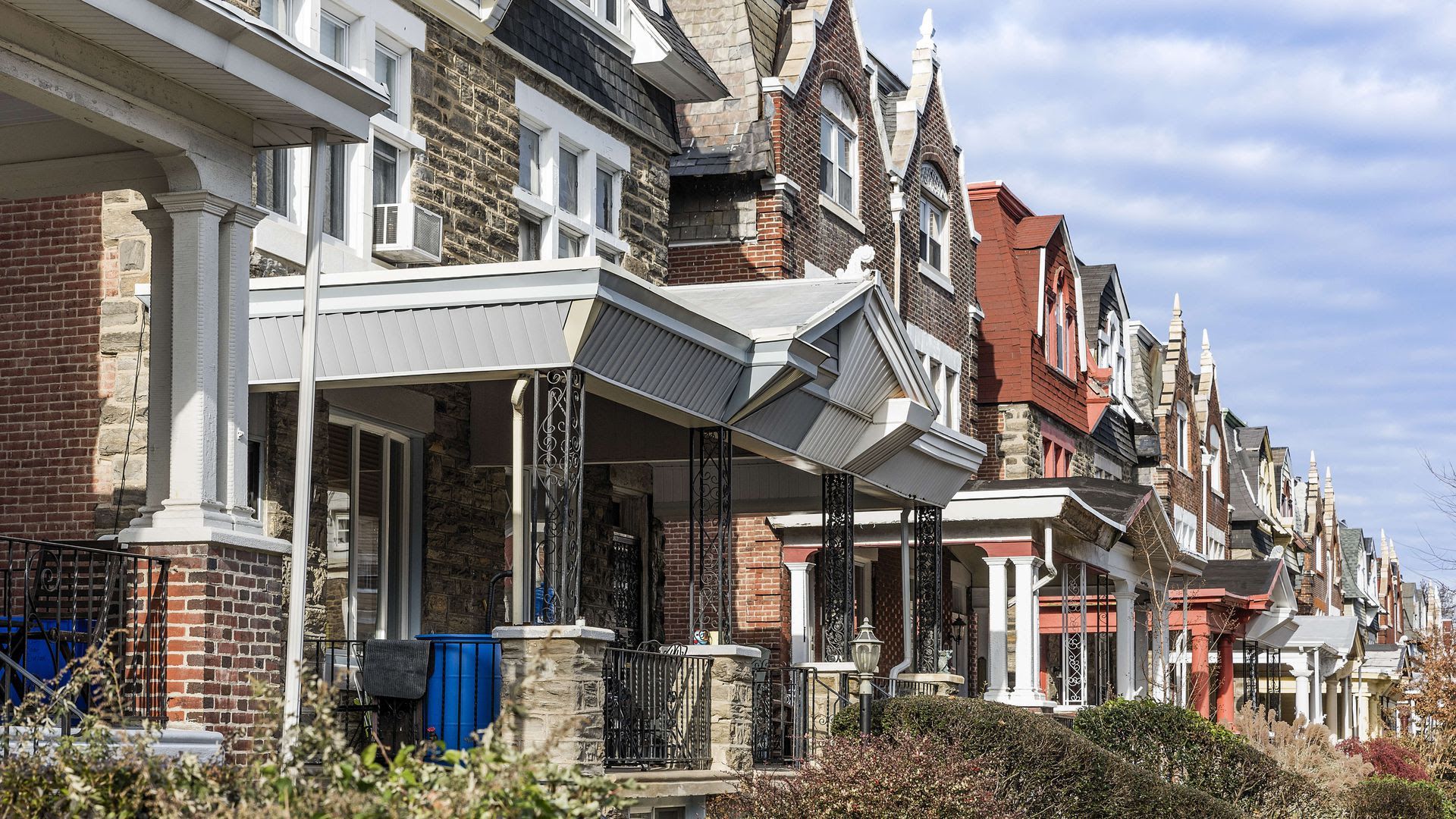 Row homes in Philadelphia's Mt. Airy neighborhood.