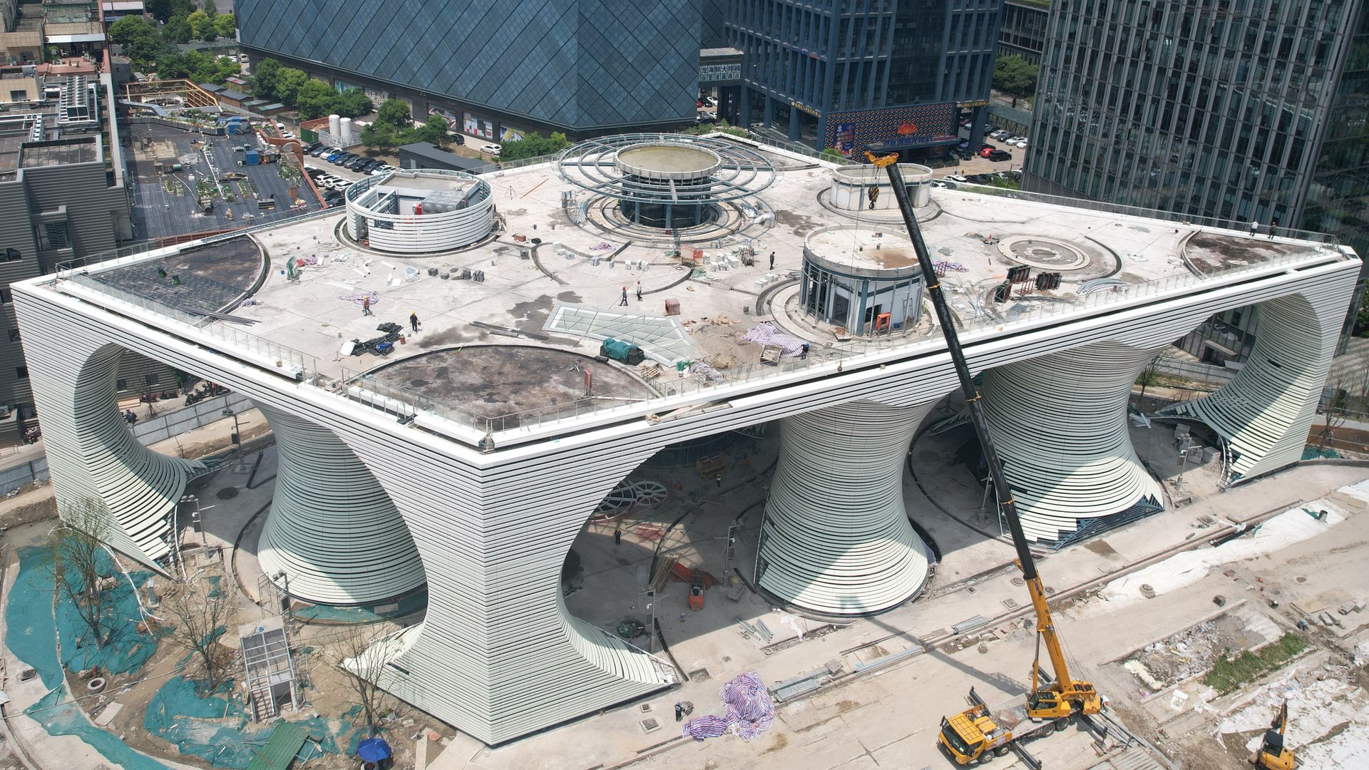 A parking lot under construction in China