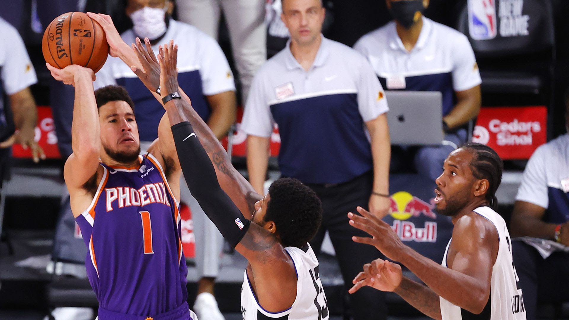 A player shooting a ball.