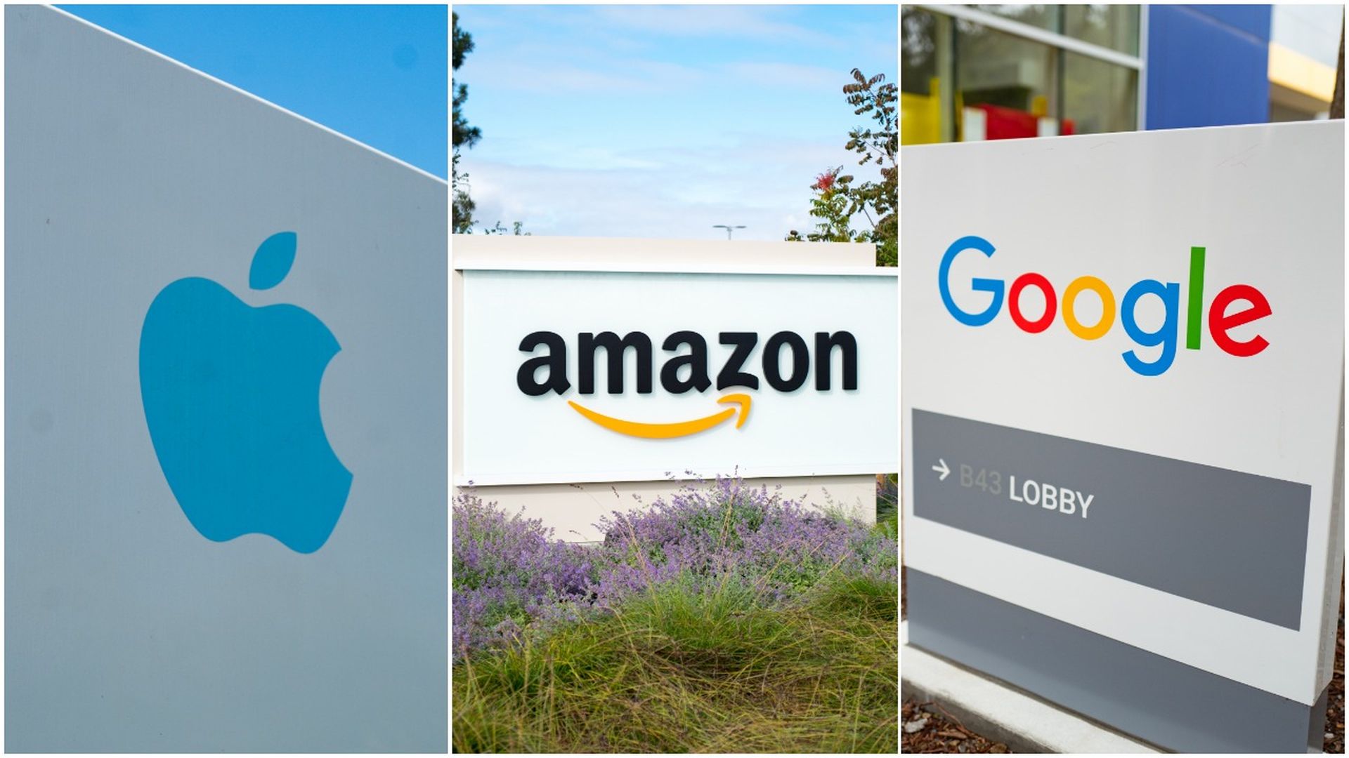 Apple, Amazon and Google's Alphabet headquarters.