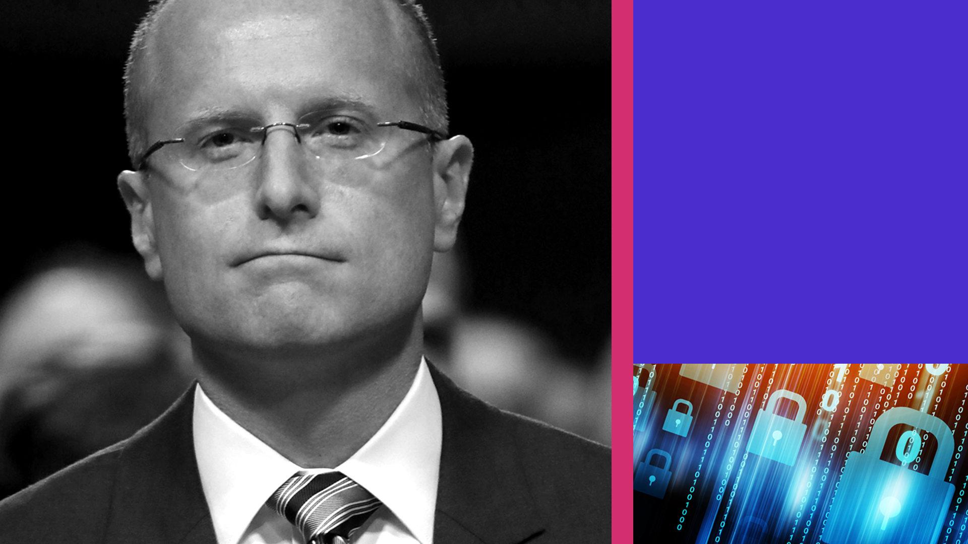 A graphic including a photo of Brendan Carr