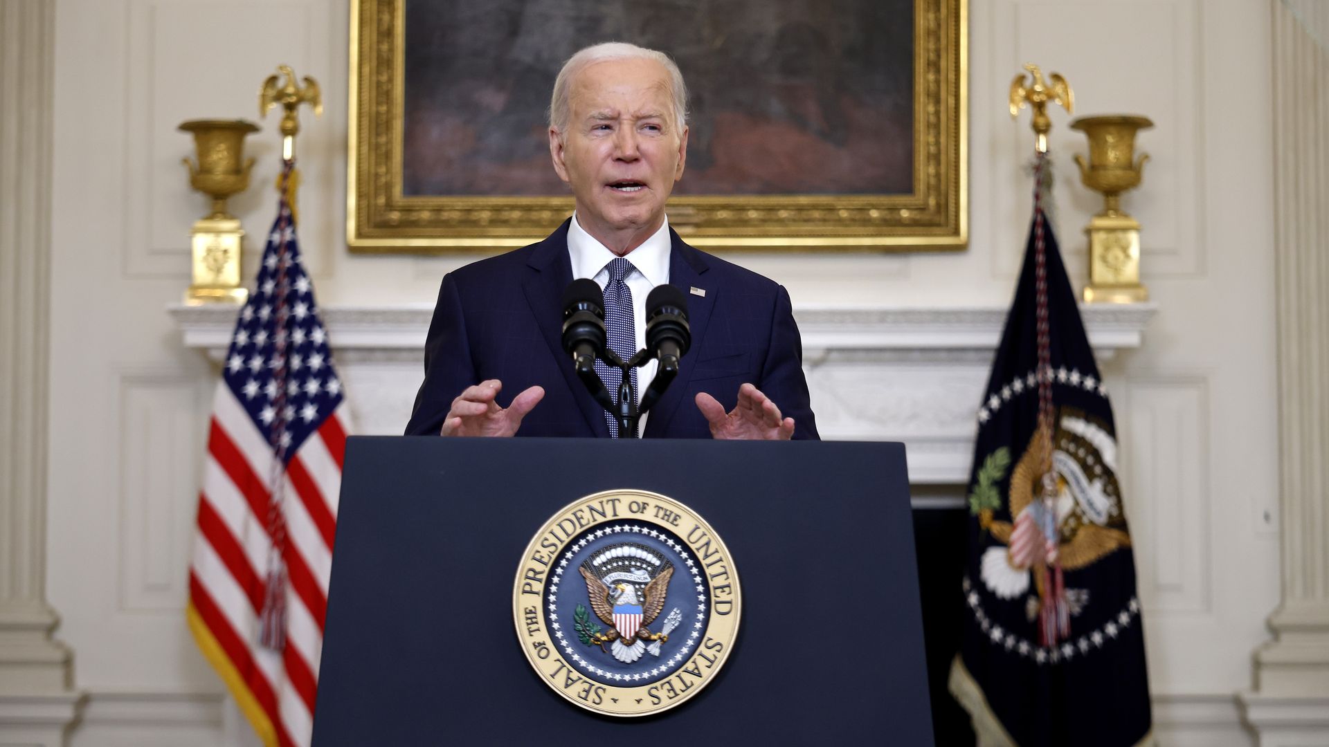 oe Biden delivers remarks on former U.S. President Donald Trump’s guilty verdict in his hush-money trial before speaking on the Middle East at the White House on May 31