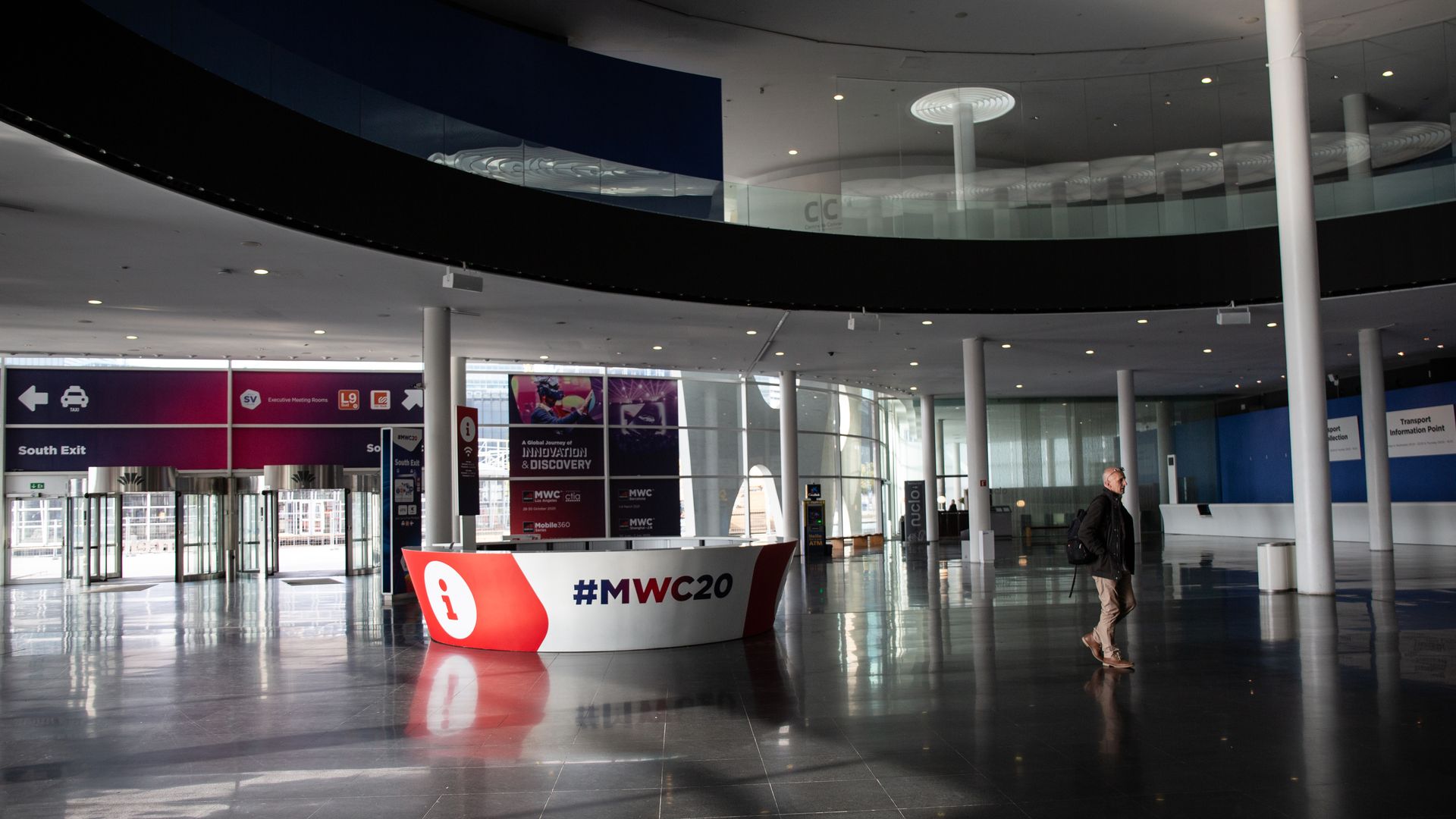 A cleared out space for the Mobile World Congress.