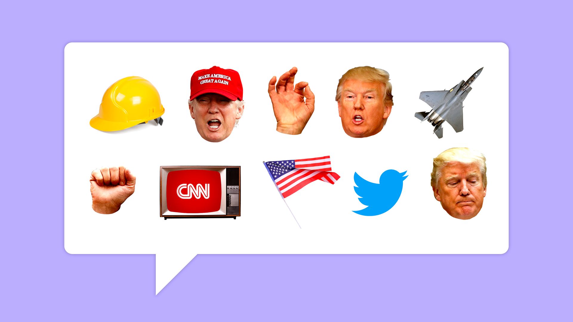 Thought bubble containing the things Trump loves.