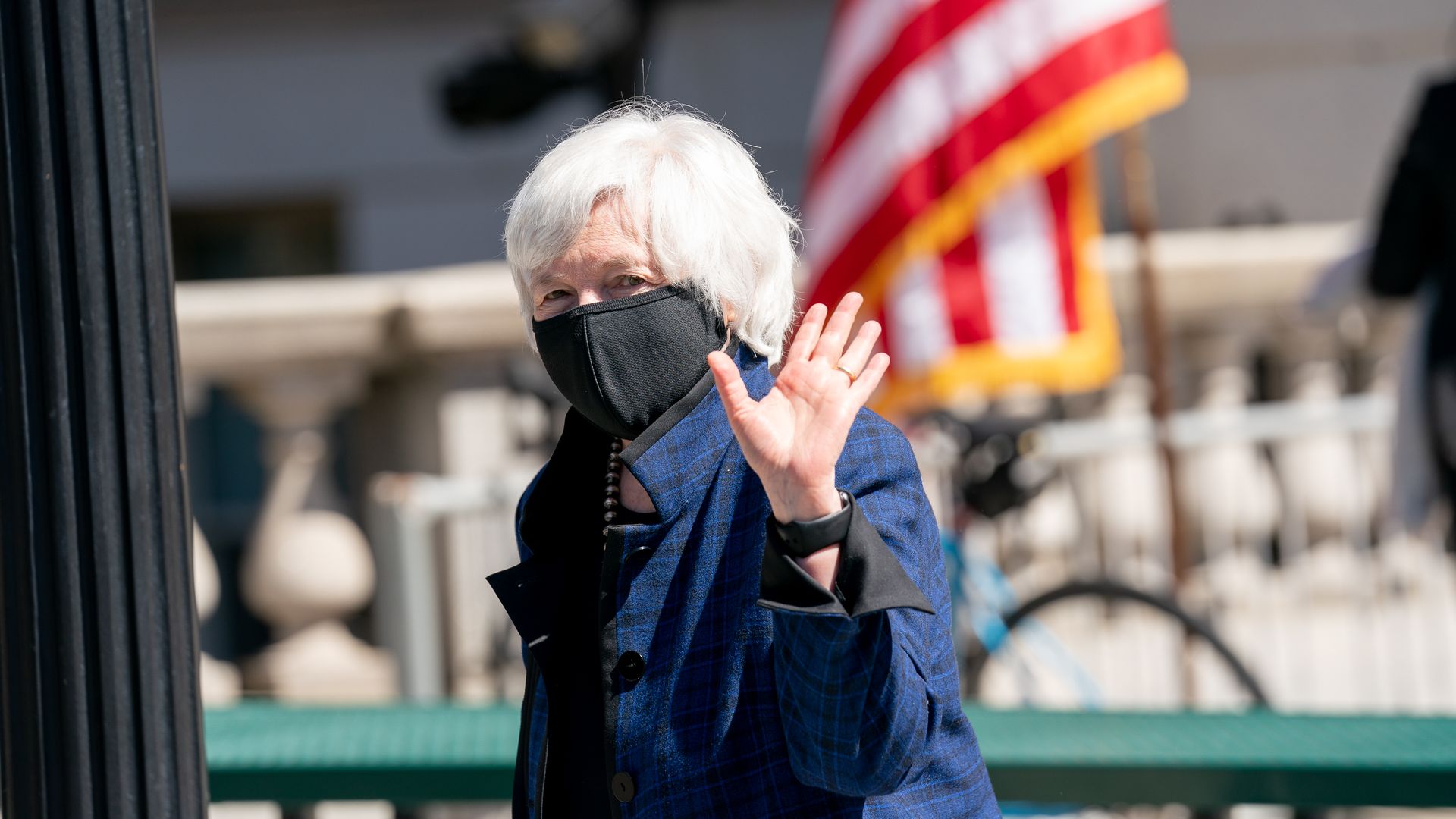 Janet Yellen, U.S. Treasury secretary, waves 