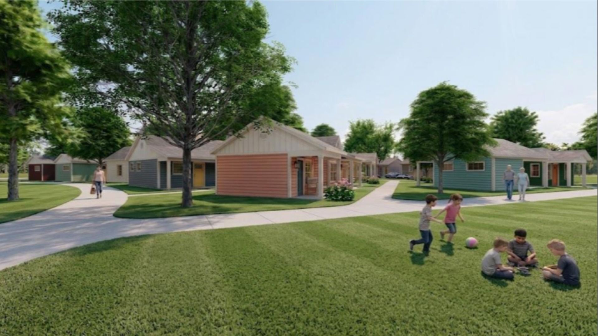 A rendering of the tiny village homes.