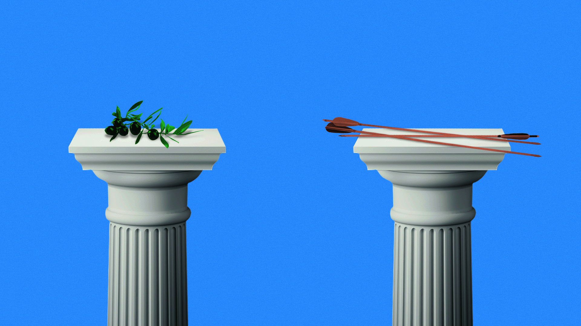 illustration of olive branch and arrows