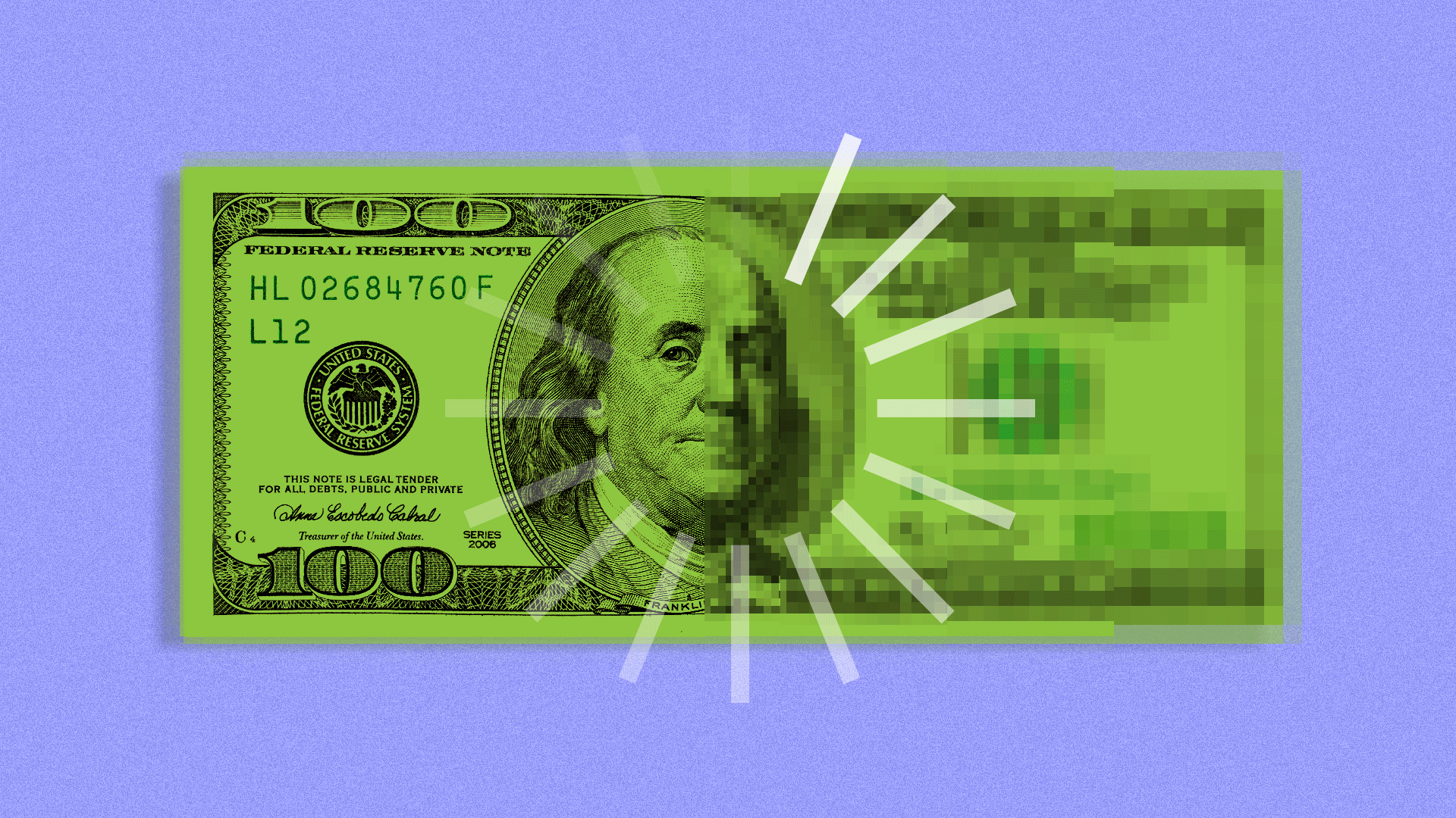 Animated illustration of a dollar bill with a loading symbol. 
