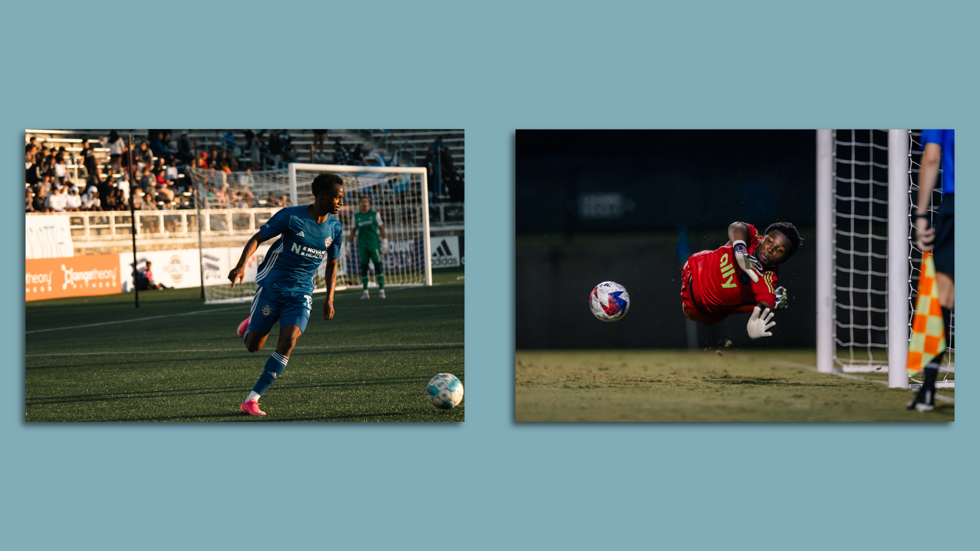 Tresor Mbuyu runs down the field during a Charlotte Independence match. 