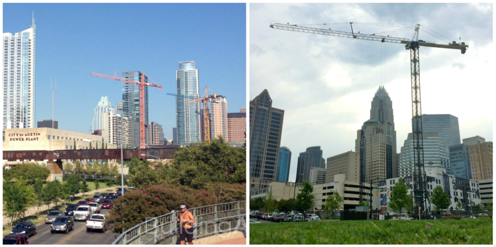 Austin vs Charlotte cranes