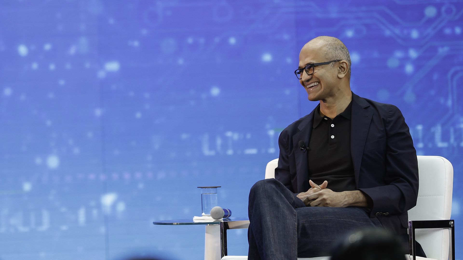 Microsoft CEO Satya Nadella, speaking at the company's India development center in 2017