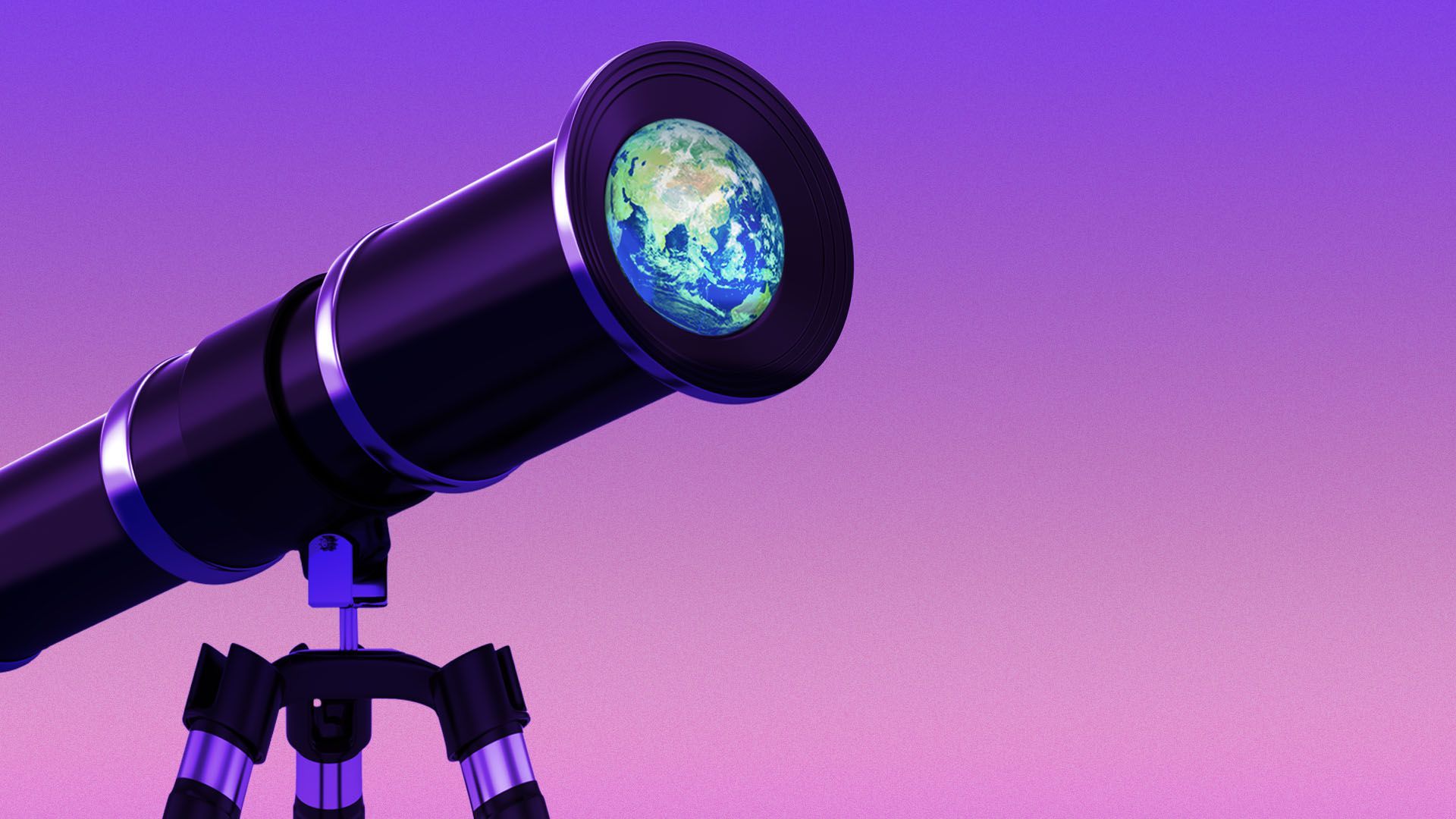 Illustration of a telescope reflecting the earth