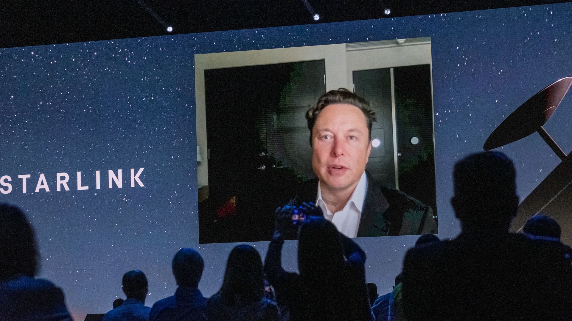 Elon Musk gives a keynote speech via video conference at the Mobile World Congress fair in Barcelona, Spain, last June. Photo: Jose Colon/Getty Images