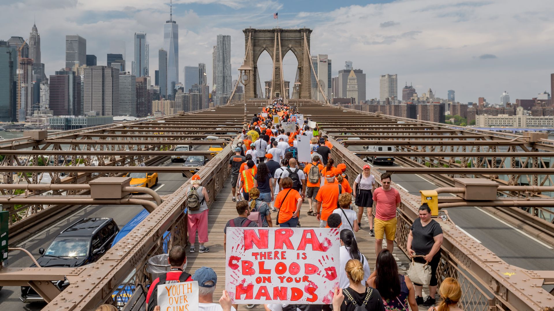 Gun control march on Brooklyn Bridge