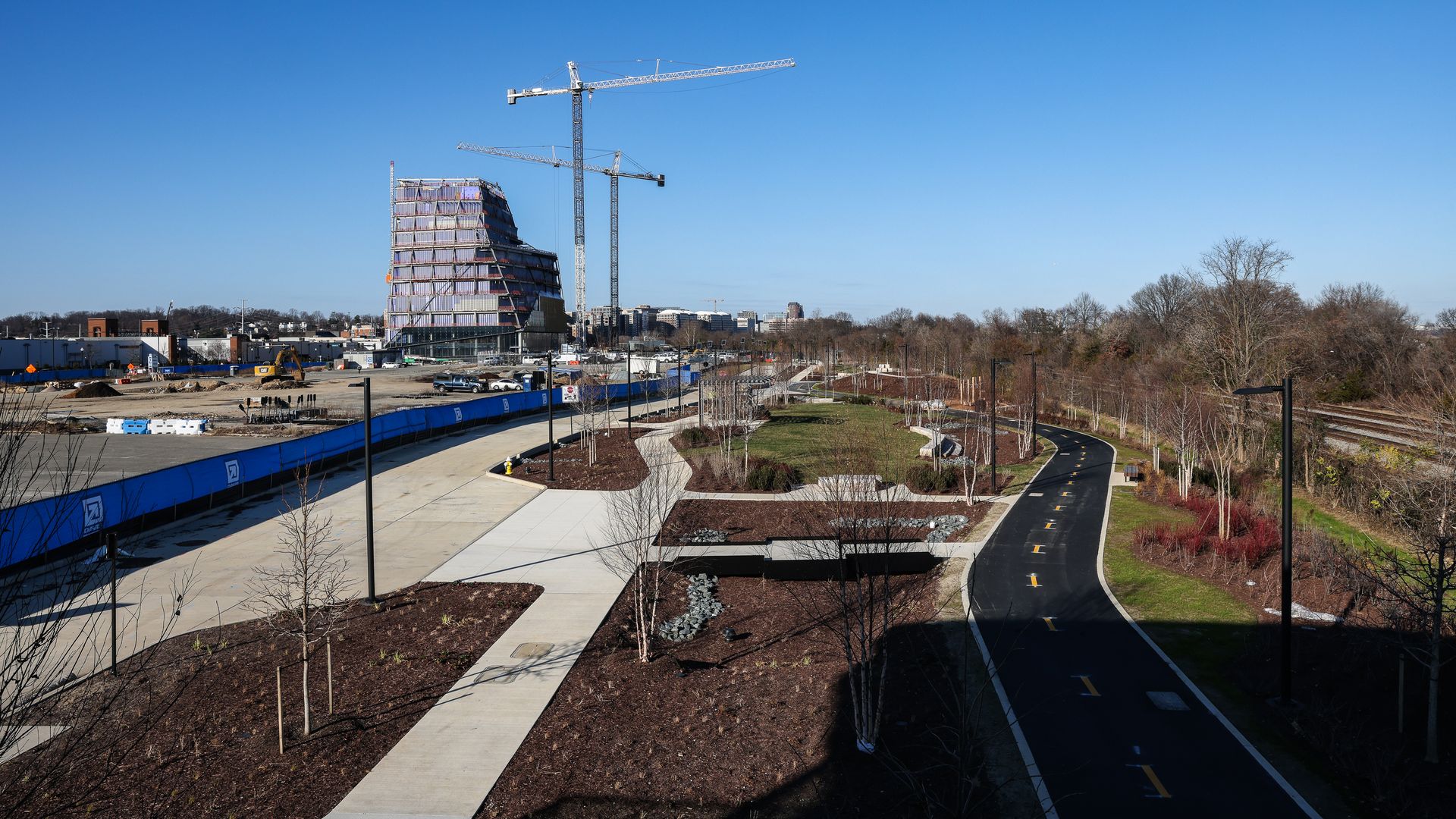 An image of a vacant lot with a crane.