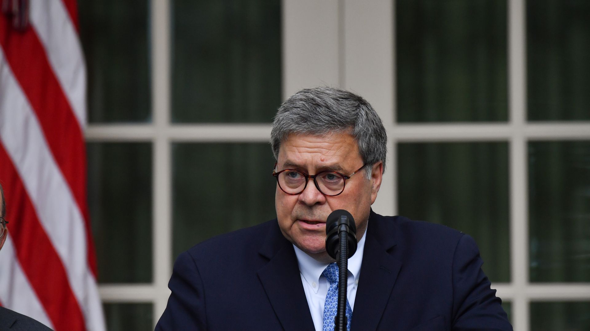 US Attorney General William Barr delivers remarks on citizenship and the census in the Rose Garden