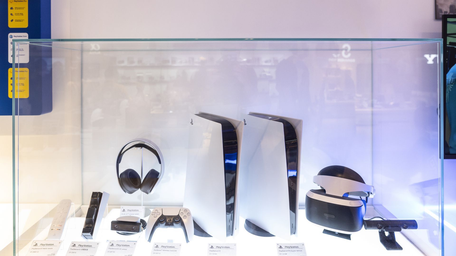 A playstation display case in a store