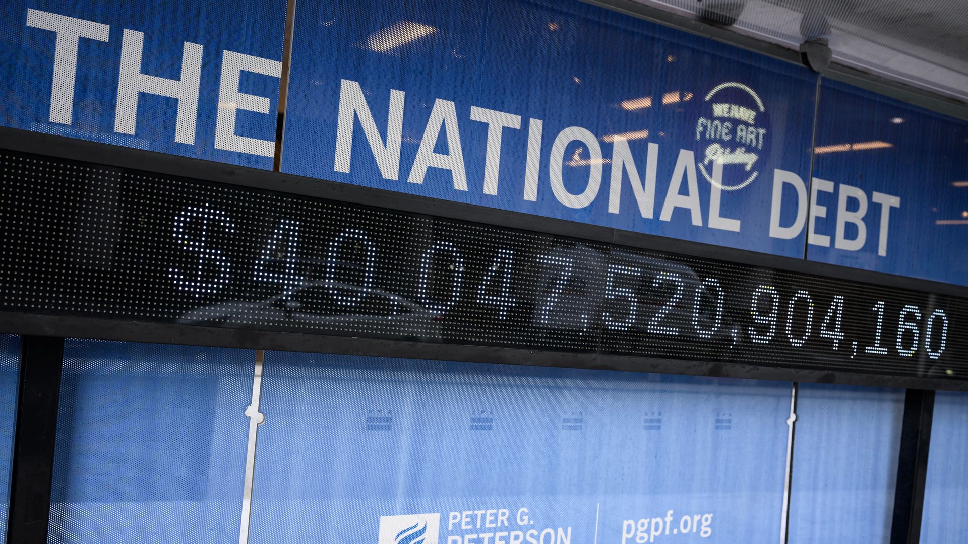 An electronic display in Washington, D.C., shows the U.S. national debt above $40 trillion.