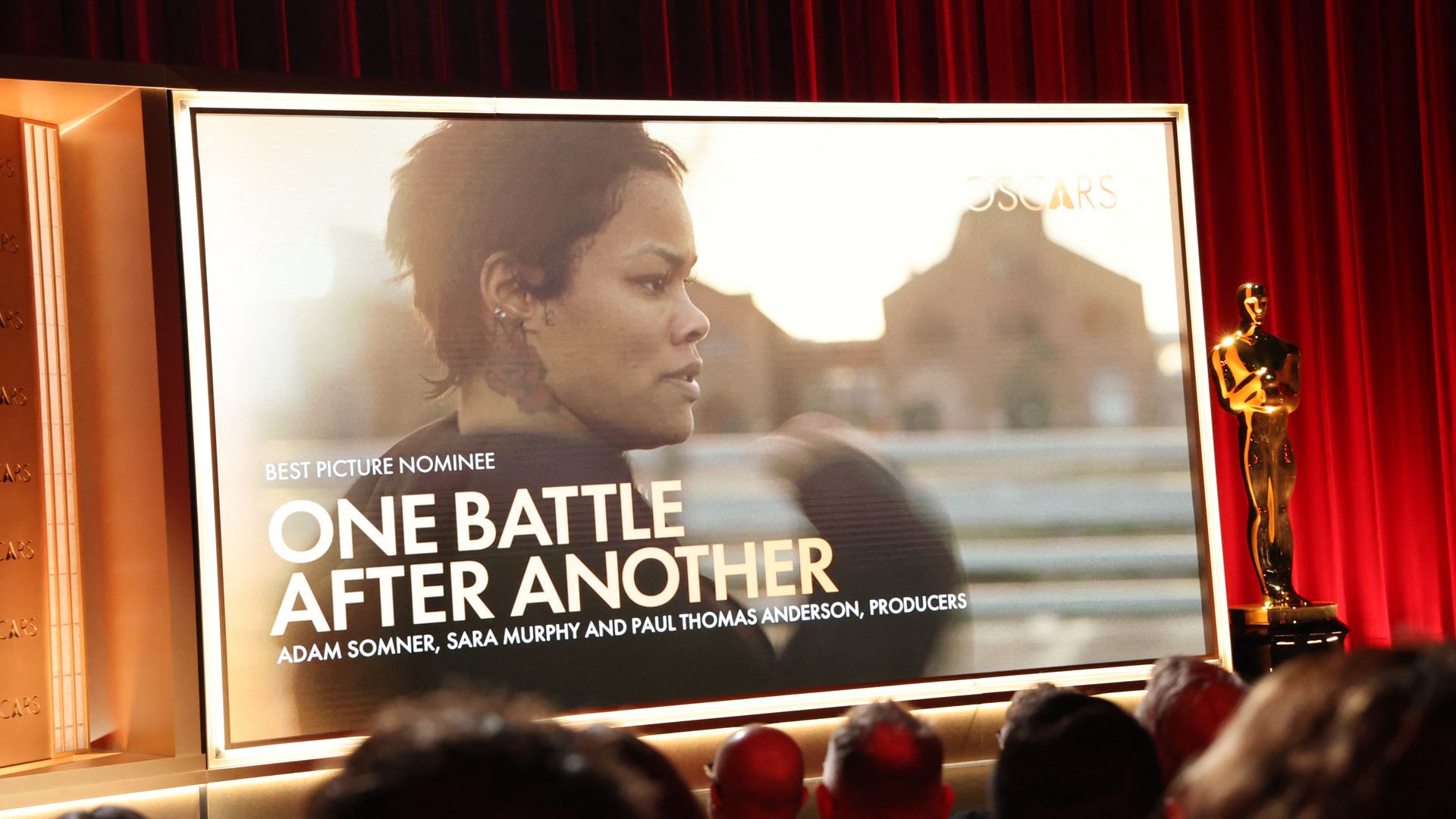 A view of "One Battle After Another's" nomination at the Oscar ceremony