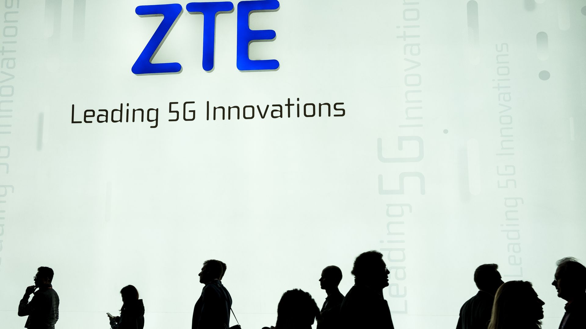 Symbol of ZTE on white wall at a company event in China