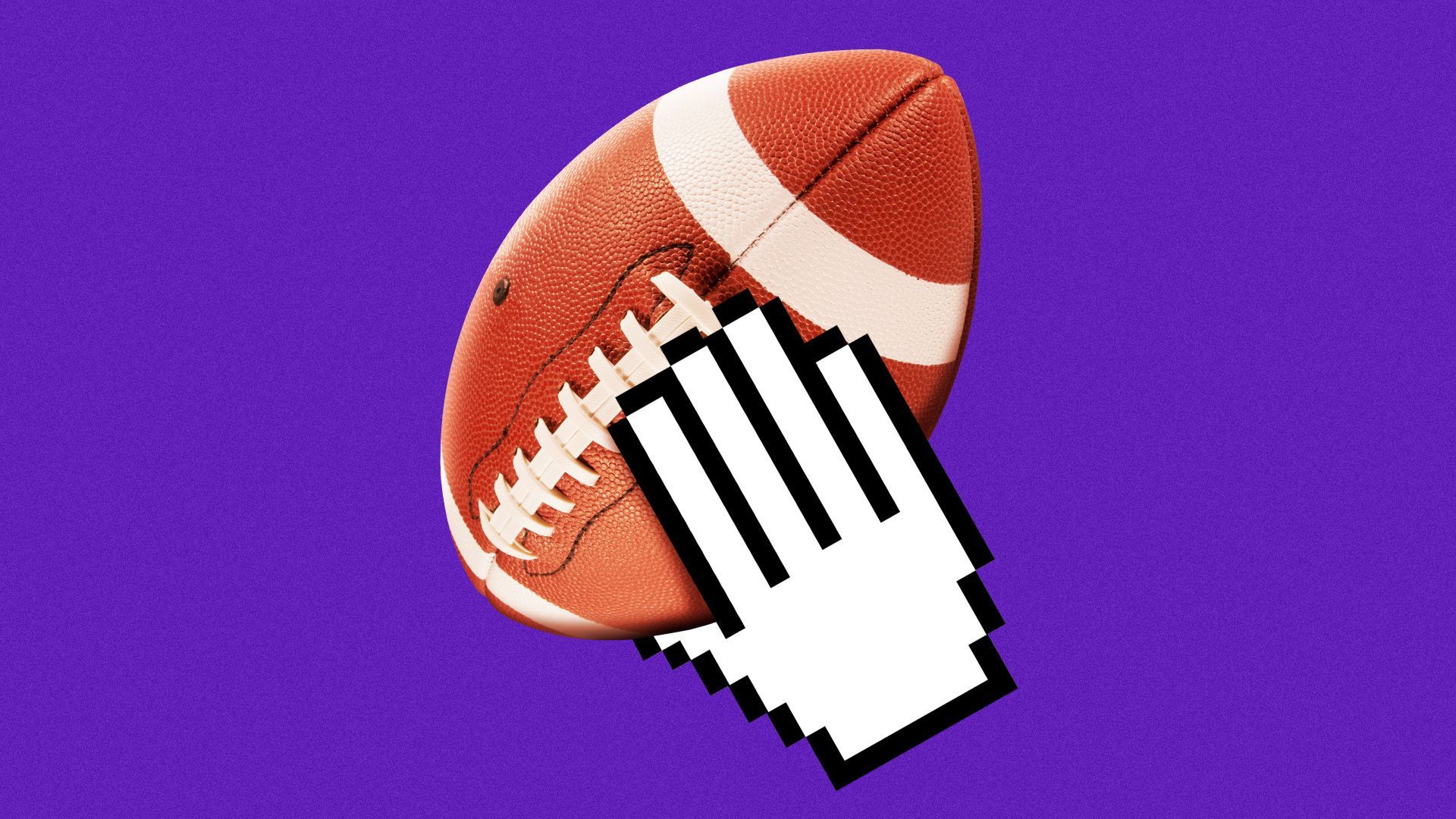 Illustration of a hand-shaped cursor about to throw a football