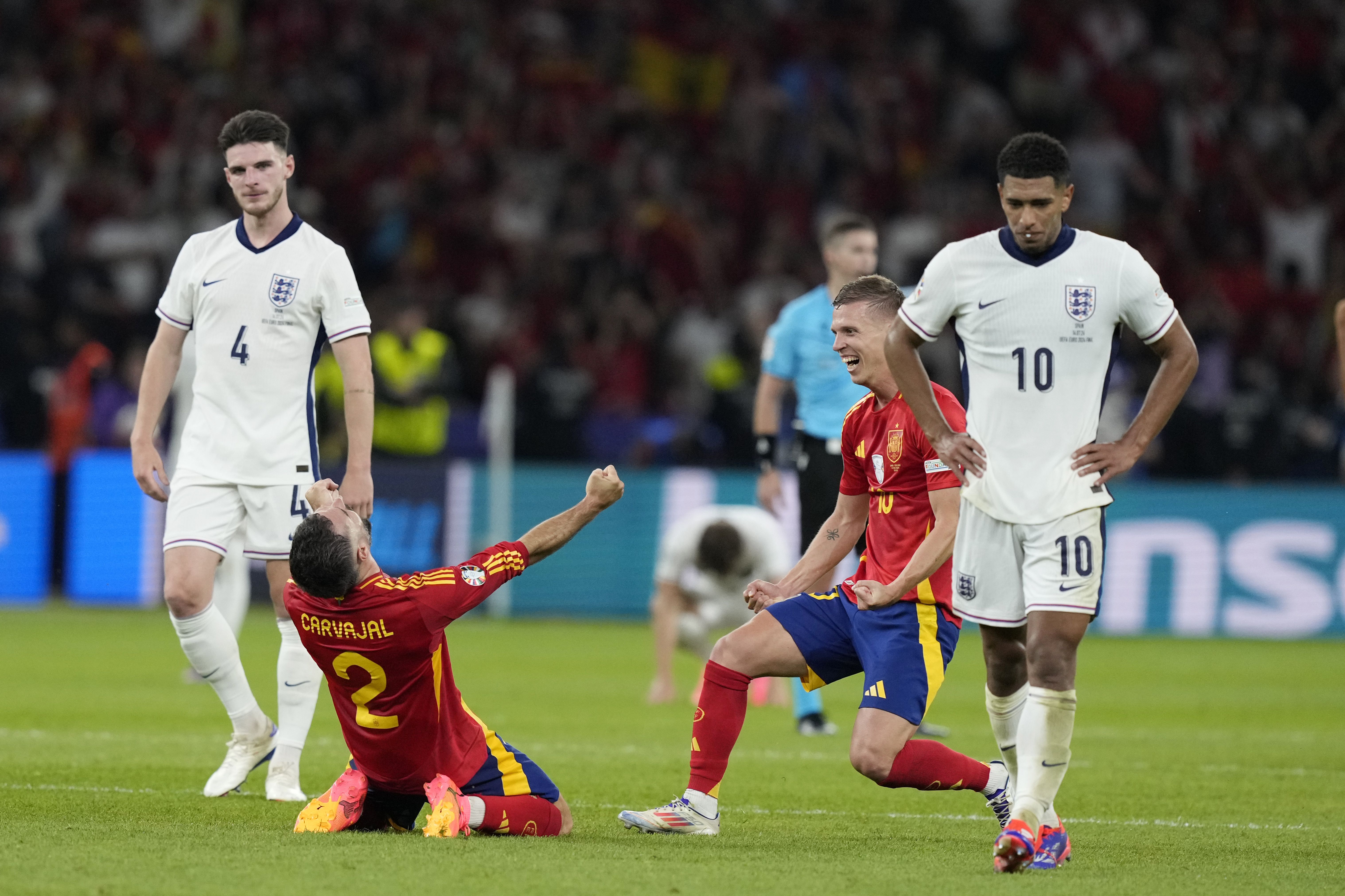 Spain celebrates after beating England to win the  Euro 2024 finals.
